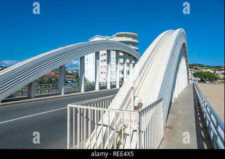 Arch bridge over the river Le Préconil, Sainte-Maxime, Var, Provence-Alpes-Cote d`Azur, France, Europe Stock Photo